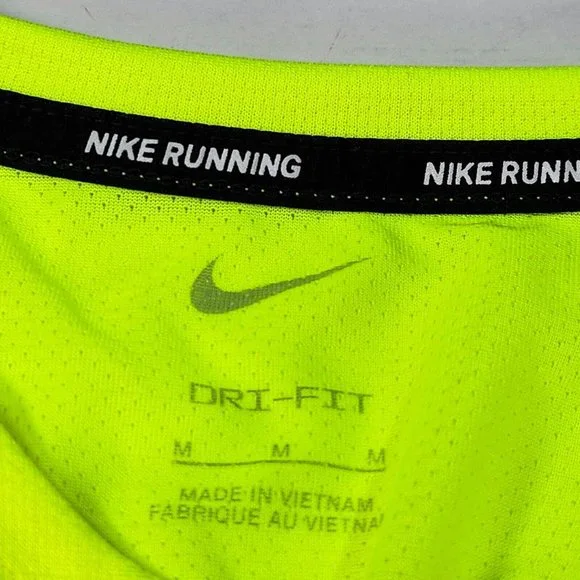 Nike Dry-Fit Miler Longsleeve Running Training Gym Shirt Men's Yellow CU0318-702 - Picture 3 of 4